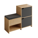 Shoe cabinets - Shoe cabinet Haven Anthracite Oak Melamine 101.5x80.5x35.5 cm - Dimehouse