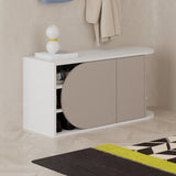 Shoe cabinets - Shoe cabinet Nova Shoe Bench Mocha White Melamine 104x50x37 cm - Dimehouse