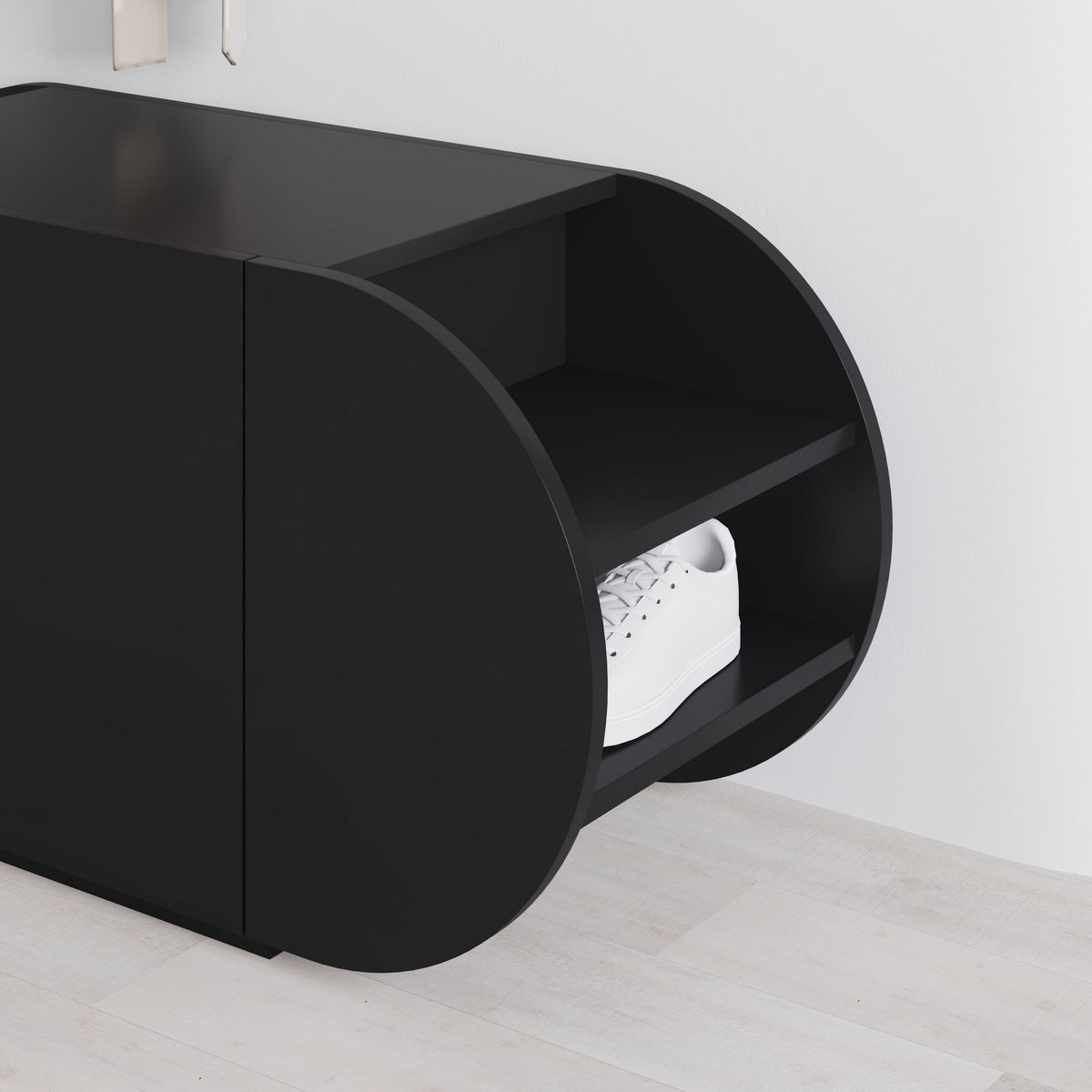 Shoe cabinets - Shoe cabinet Pozy Shoe Bench Black Melamine 110x50x40.4 cm - Dimehouse