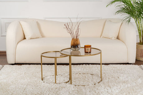Coffee Tables - Modern Round Coffee Table Set of 2 Uru Gold - Bronze Glass - 60/42 cm - Dimehouse