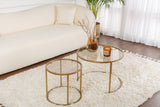 Coffee Tables - Modern Round Coffee Table Set of 2 Uru Gold - Bronze Glass - 60/42 cm - Dimehouse