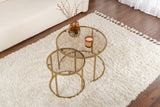 Coffee Tables - Modern Round Coffee Table Set of 2 Uru Gold - Bronze Glass - 60/42 cm - Dimehouse