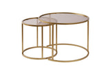 Coffee Tables - Modern Round Coffee Table Set of 2 Uru Gold - Bronze Glass - 60/42 cm - Dimehouse