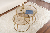 Coffee Tables - Modern Round Coffee Table Set of 2 Uru Gold - Bronze Glass - 80/60 cm - Dimehouse