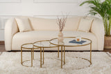 Coffee Tables - Modern Round Coffee Table Set of 3 Uru Gold - Transparent Glass - 80/60/42 cm - Dimehouse