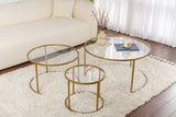 Coffee Tables - Modern Round Coffee Table Set of 3 Uru Gold - Transparent Glass - 80/60/42 cm - Dimehouse