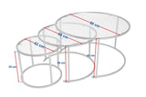 Coffee Tables - Modern Coffee Table Set of 3 Uru Black - Gray Glass - 80/60/42 cm - Dimehouse