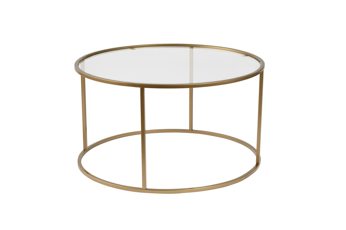 Coffee tables - Modern Round Coffee Table Uru Gold - Glass - 80 cm - Dimehouse