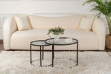 Coffee Tables - Modern Round Coffee Table Set of 2 Uru Black - Gray Glass - 60/42 cm - Dimehouse