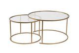 Coffee Tables - Modern Round Coffee Table Set of 2 Uru Gold - Transparent Glass - 80/60 cm - Dimehouse