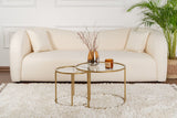 Coffee Tables - Modern Round Coffee Table Set of 2 Uru Gold - Transparent Glass - 60/42 cm - Dimehouse