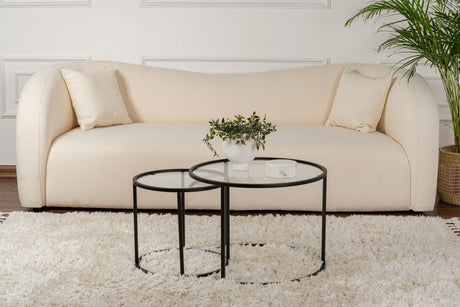 Coffee Tables - Modern Round Coffee Table Set of 2 Uru Black - Transparent Glass - 60/42 cm - Dimehouse