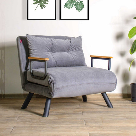 Armchairs - Scandinavian sleeping armchair Light Gray mixed fabric Sando - Dimehouse