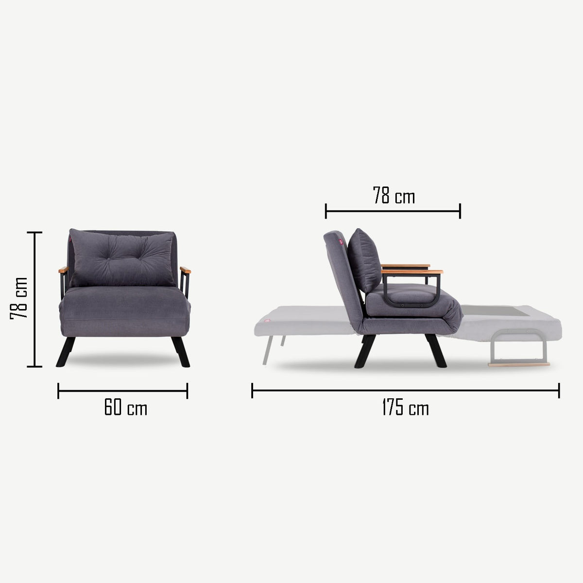 Armchairs - Scandinavian sleeping armchair Light Gray mixed fabric Sando - Dimehouse