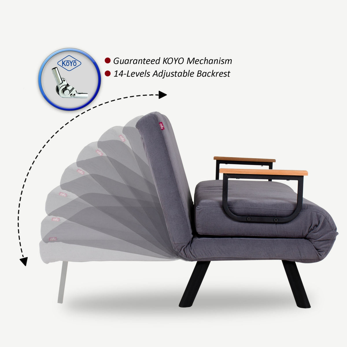 Armchairs - Scandinavian sleeping armchair Light Gray mixed fabric Sando - Dimehouse