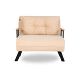 Armchairs - Scandinavian sleeping armchair Cream fabric linen look Sando - Dimehouse