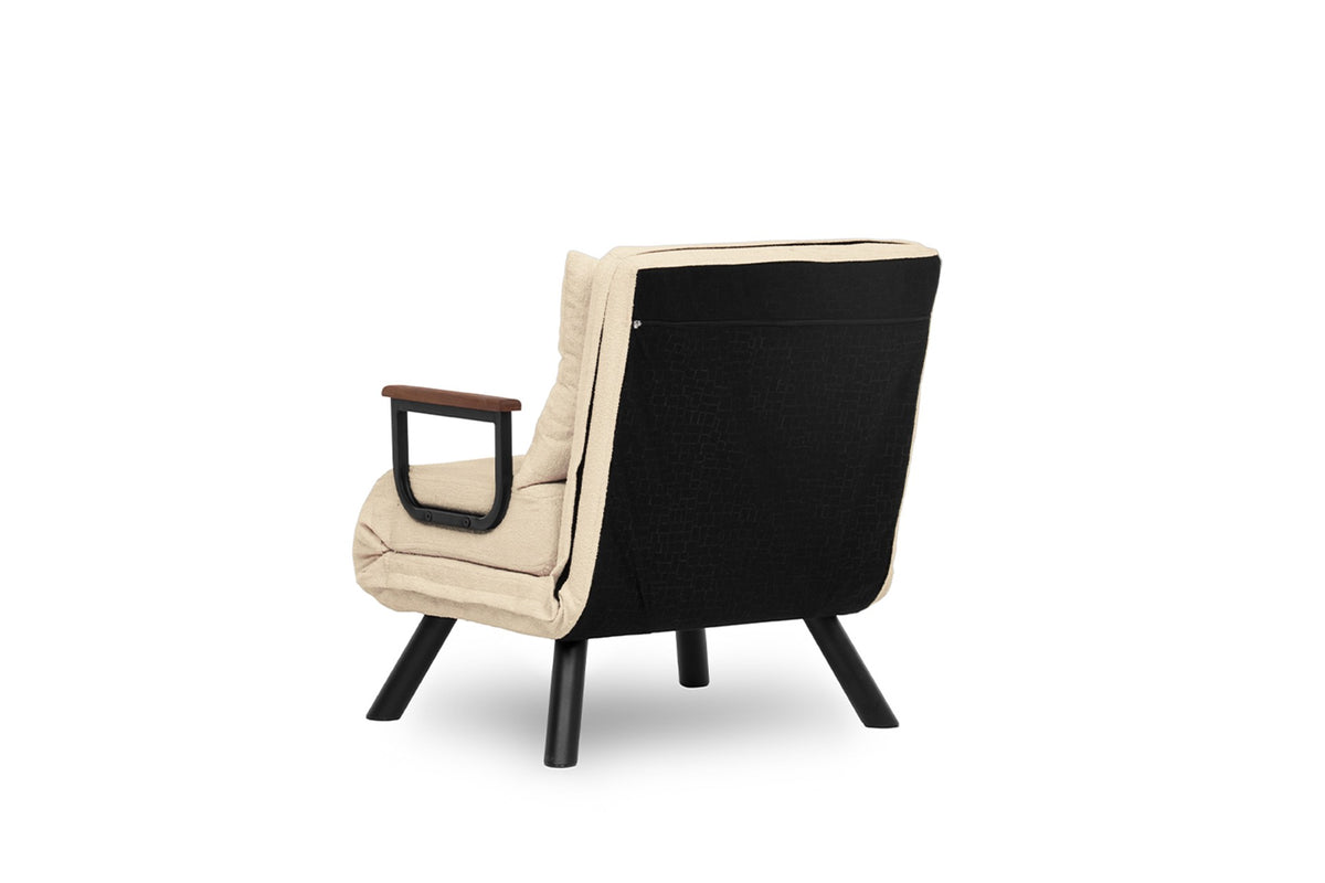 Armchairs - Scandinavian sleeping armchair Cream fabric linen look Sando - Dimehouse