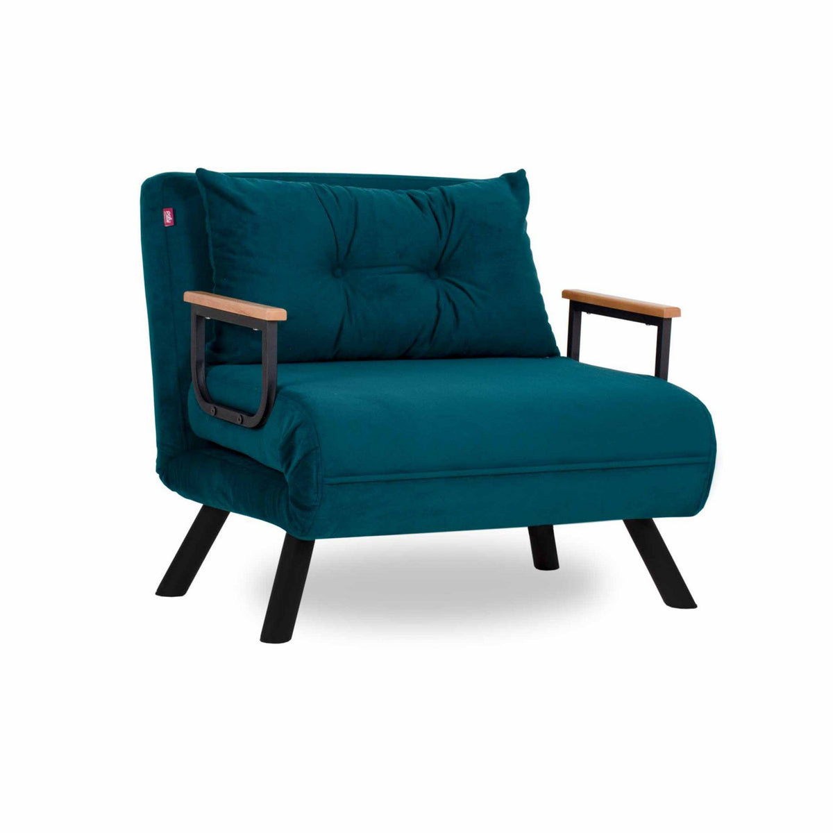 Armchairs - Scandinavian sleeping armchair Petrol Blue fabric linen look Sando - Dimehouse
