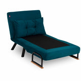 Armchairs - Scandinavian sleeping armchair Petrol Blue fabric linen look Sando - Dimehouse