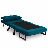 Armchairs - Scandinavian sleeping armchair Petrol Blue fabric linen look Sando - Dimehouse