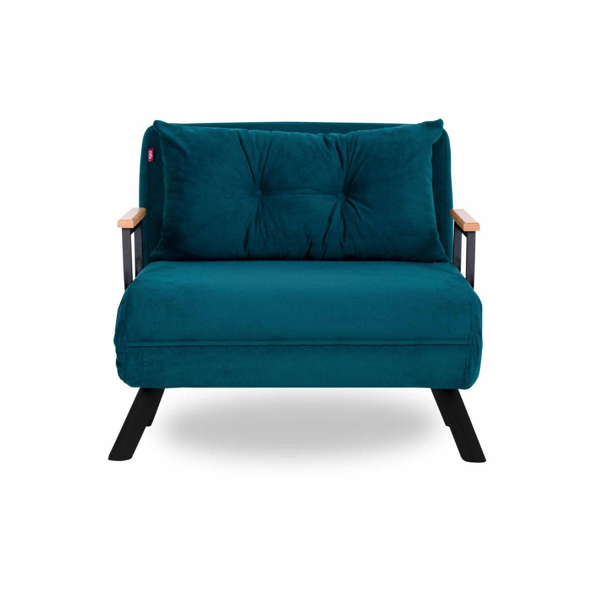 Armchairs - Scandinavian sleeping armchair Petrol Blue fabric linen look Sando - Dimehouse