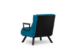 Armchairs - Scandinavian sleeping armchair Petrol Blue fabric linen look Sando - Dimehouse