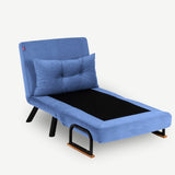 Armchairs - Scandinavian sleeping armchair Blue fabric linen look Sando - Dimehouse