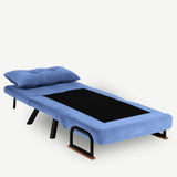 Armchairs - Scandinavian sleeping armchair Blue fabric linen look Sando - Dimehouse