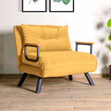 Armchairs - Scandinavian sleeping armchair Mustard Yellow fabric linen look Sando - Dimehouse