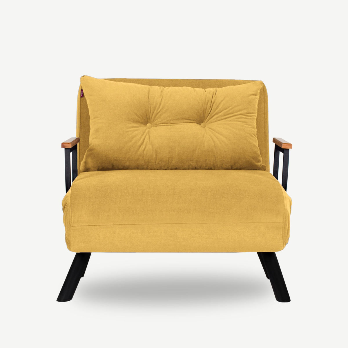Armchairs - Scandinavian sleeping armchair Mustard Yellow fabric linen look Sando - Dimehouse