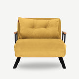 Armchairs - Scandinavian sleeping armchair Mustard Yellow fabric linen look Sando - Dimehouse
