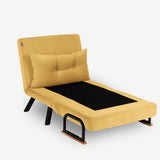 Armchairs - Scandinavian sleeping armchair Mustard Yellow fabric linen look Sando - Dimehouse