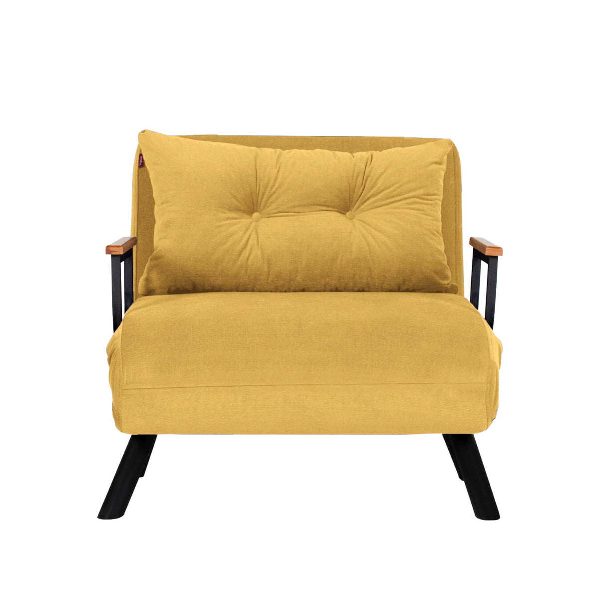 Armchairs - Scandinavian sleeping armchair Mustard Yellow fabric linen look Sando - Dimehouse