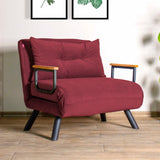 Armchairs - Scandinavian sleeping armchair Bordeaux Red fabric linen look Sando - Dimehouse