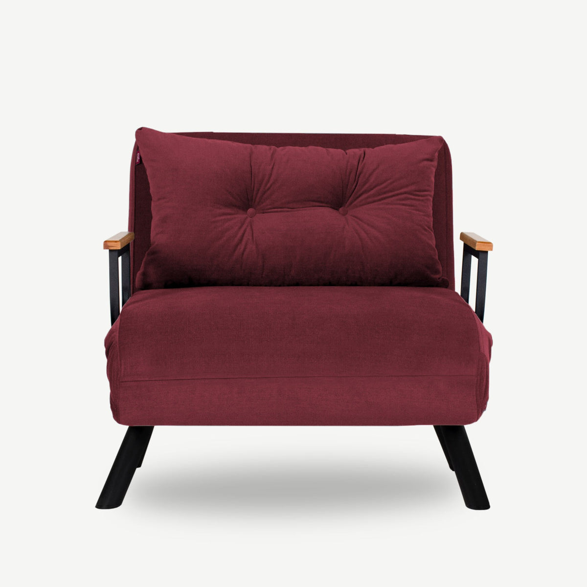 Armchairs - Scandinavian sleeping armchair Bordeaux Red fabric linen look Sando - Dimehouse