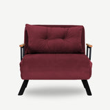 Armchairs - Scandinavian sleeping armchair Bordeaux Red fabric linen look Sando - Dimehouse