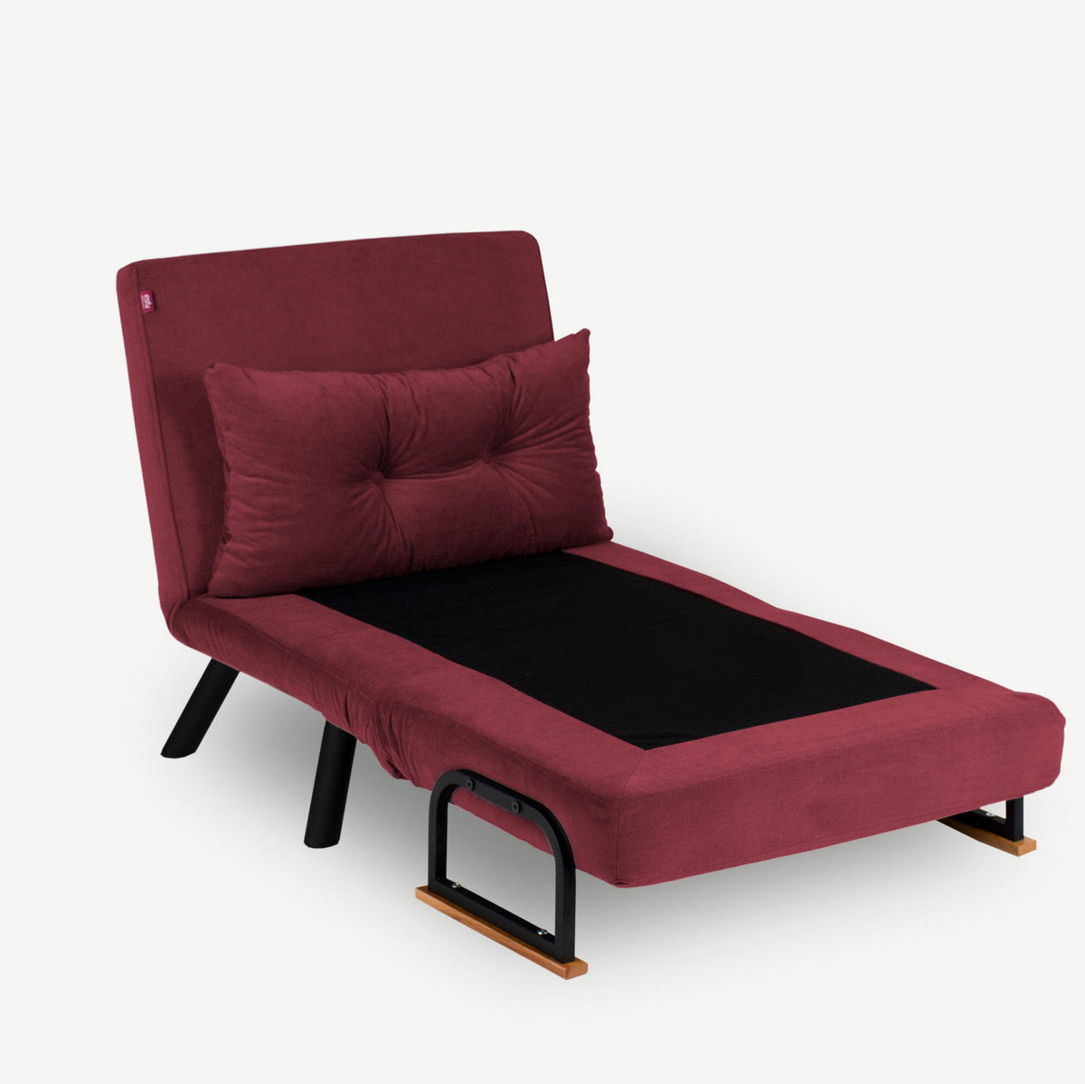 Armchairs - Scandinavian sleeping armchair Bordeaux Red fabric linen look Sando - Dimehouse