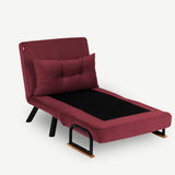 Armchairs - Scandinavian sleeping armchair Bordeaux Red fabric linen look Sando - Dimehouse