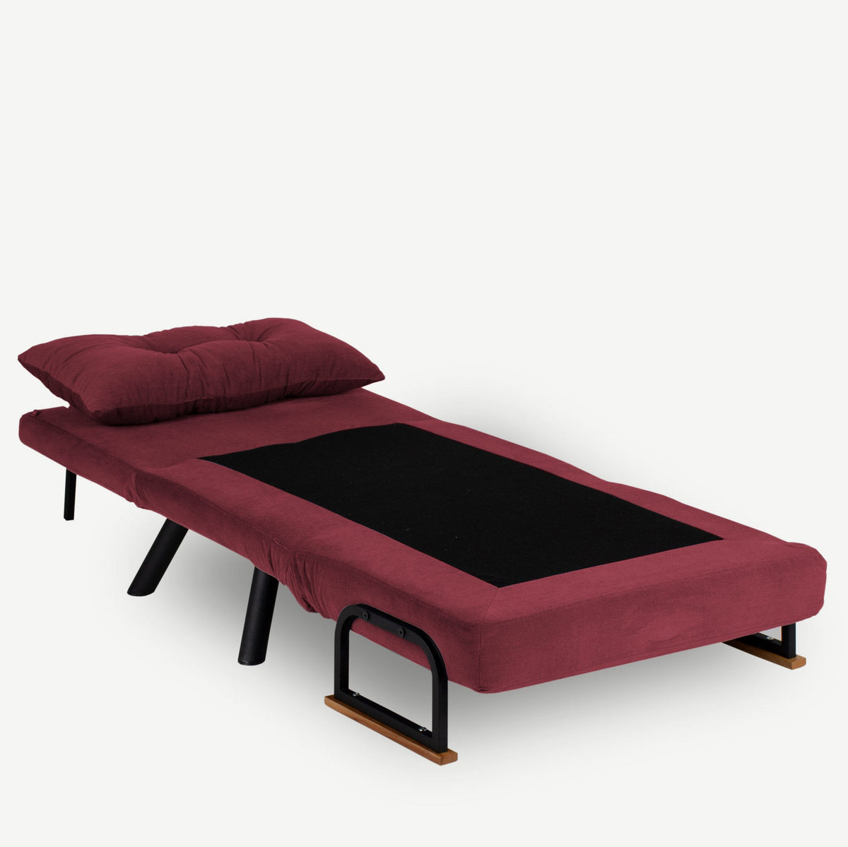 Armchairs - Scandinavian sleeping armchair Bordeaux Red fabric linen look Sando - Dimehouse