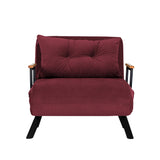 Armchairs - Scandinavian sleeping armchair Bordeaux Red fabric linen look Sando - Dimehouse