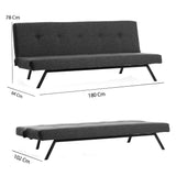 Sofa beds - Sofa bed Anthracite Fabric 3 - Seater - 180 cm - Without armrests - Zoly - Dimehouse