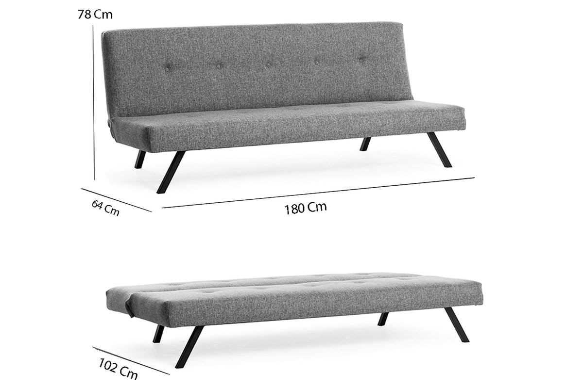Sofa beds - Sofa bed Light gray Fabric 3 - Seater - 180 cm - Without armrests - Zoly - Dimehouse
