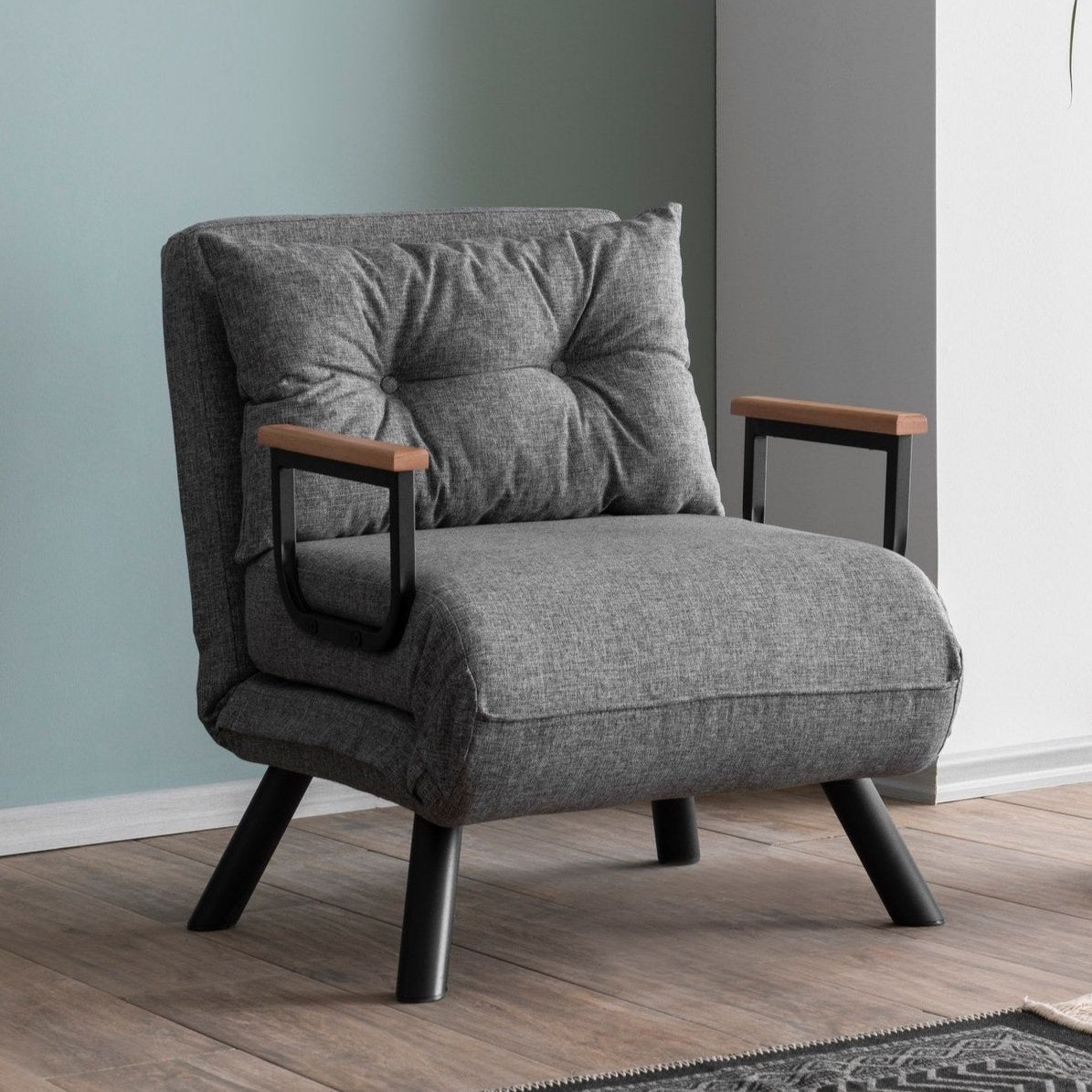 Armchairs - Scandinavian sleeping armchair Gray mixed fabric Sando - Dimehouse