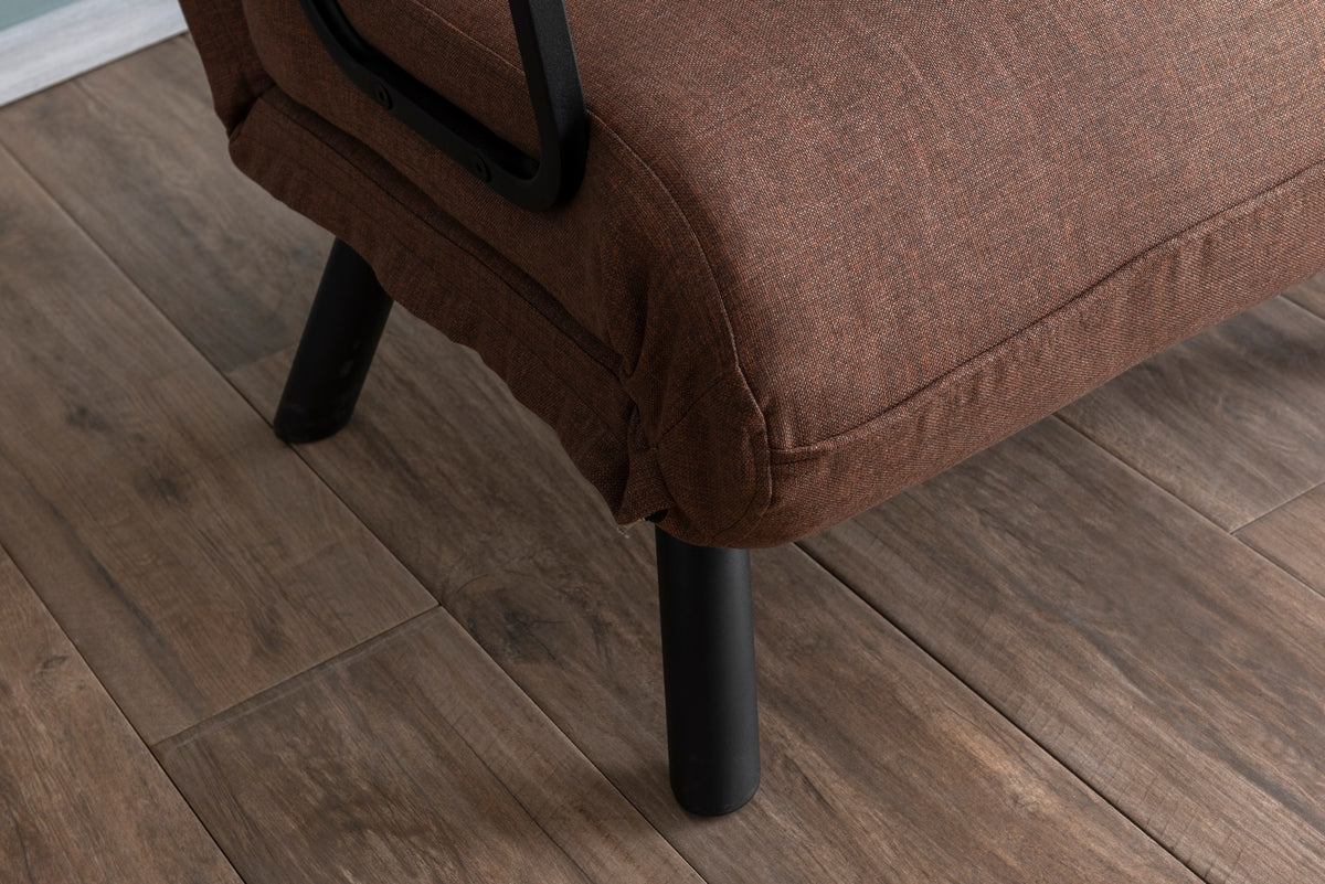 Armchairs - Scandinavian sleeping armchair Copper Brown fabric linen look Sando - Dimehouse