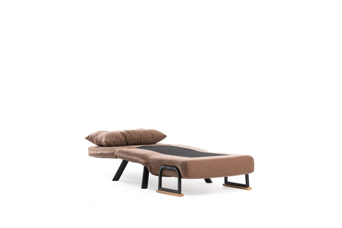 Armchairs - Scandinavian sleeping armchair Copper Brown fabric linen look Sando - Dimehouse
