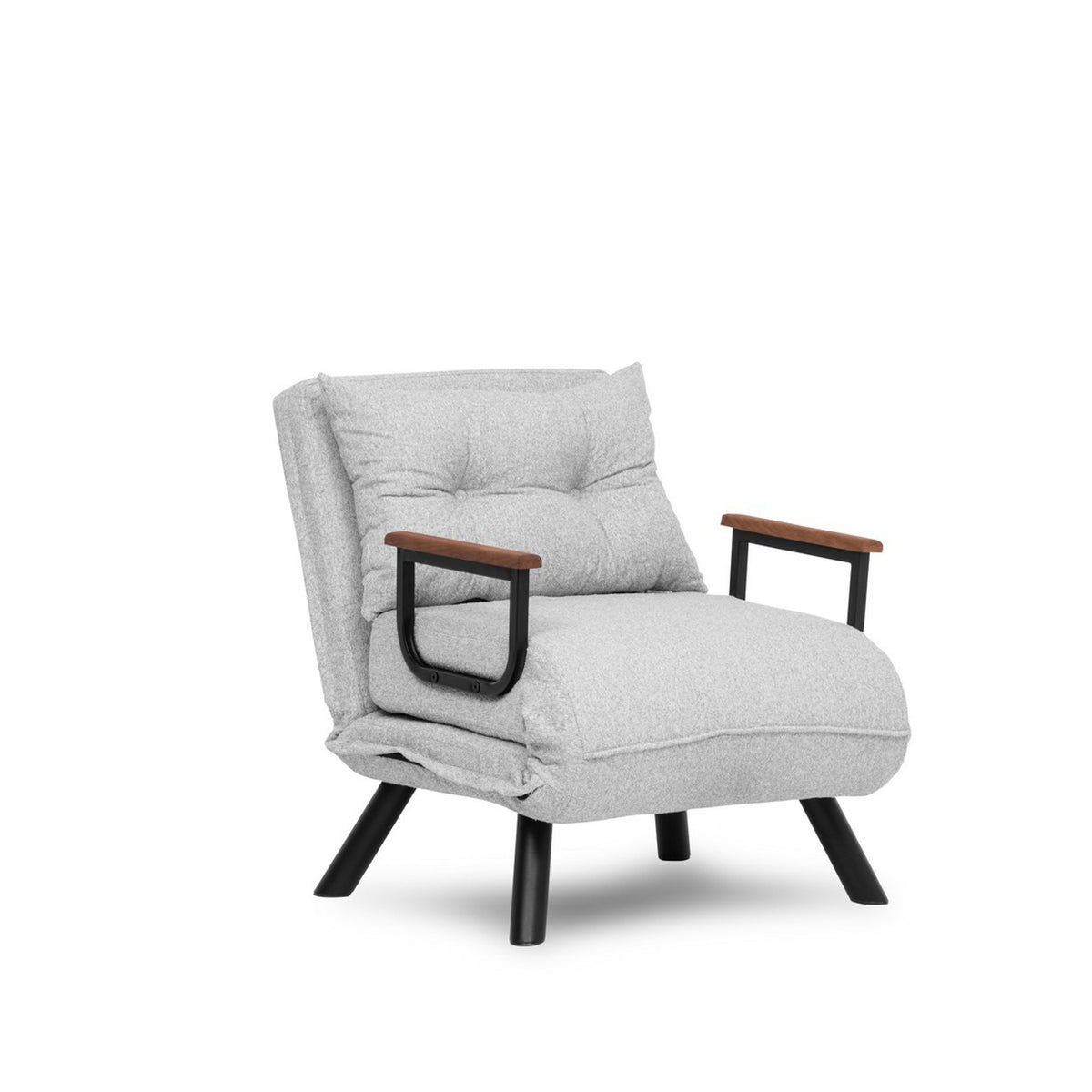 Armchairs - Scandinavian sleeping armchair Gray teddy fabric Sando - Dimehouse