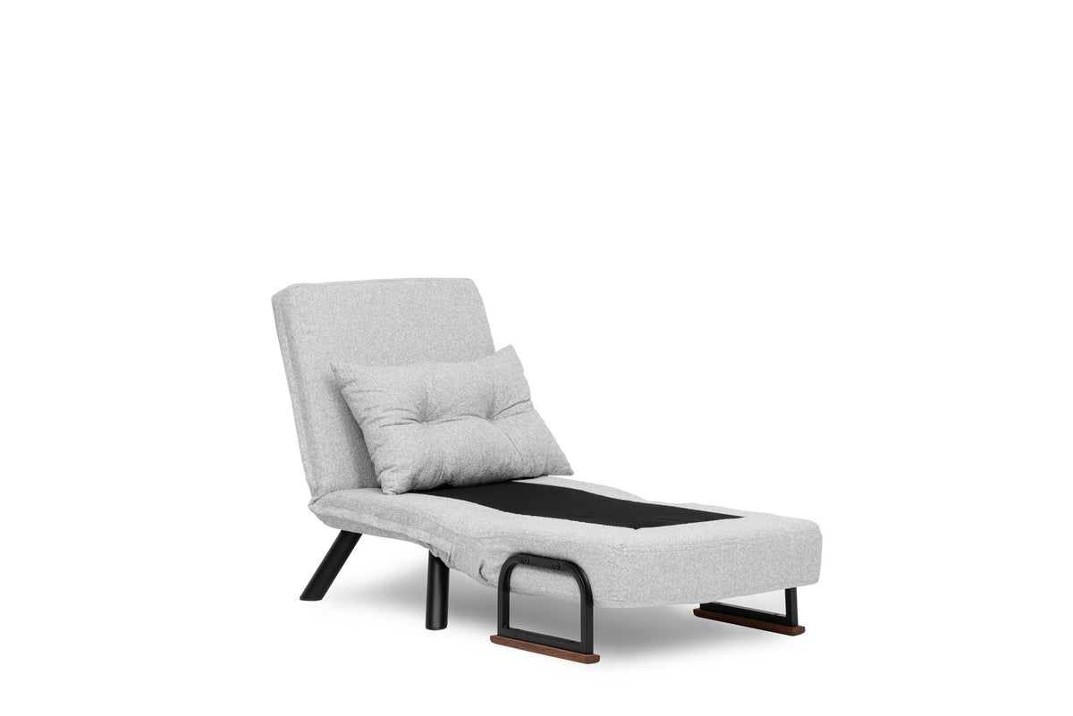 Armchairs - Scandinavian sleeping armchair Gray teddy fabric Sando - Dimehouse