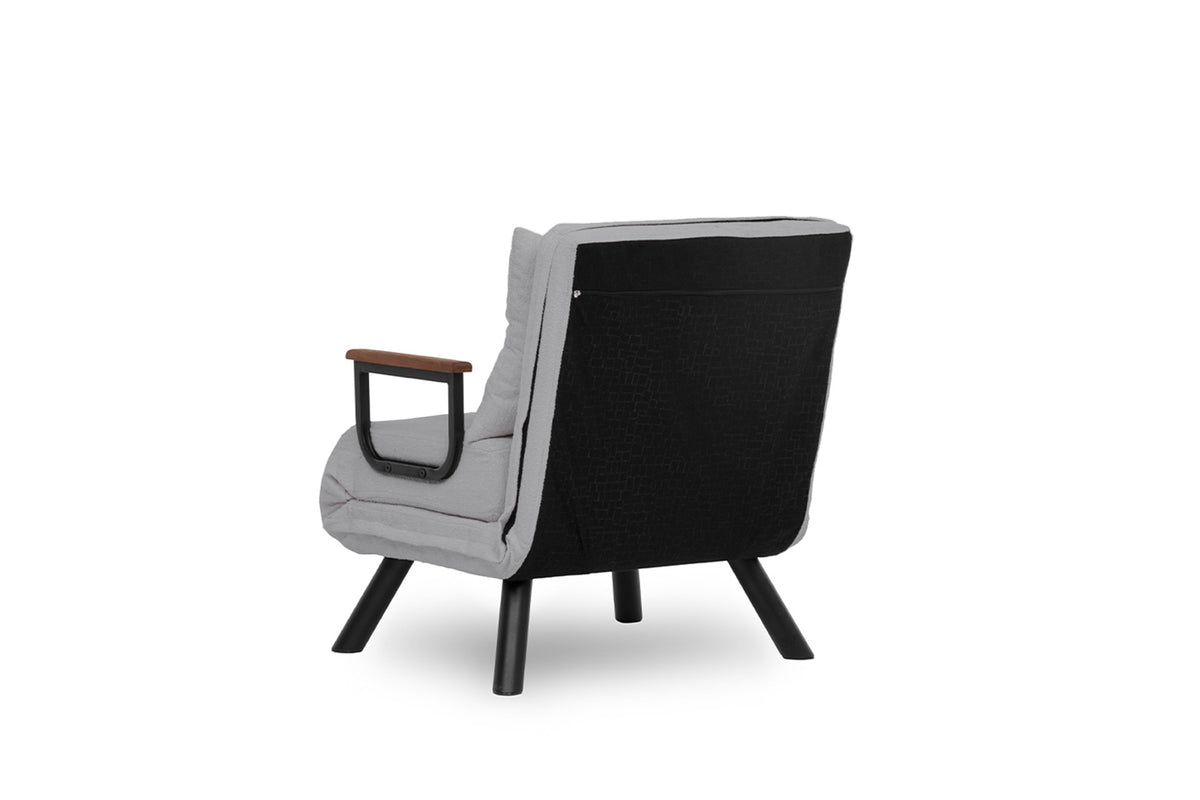 Armchairs - Scandinavian sleeping armchair Gray teddy fabric Sando - Dimehouse