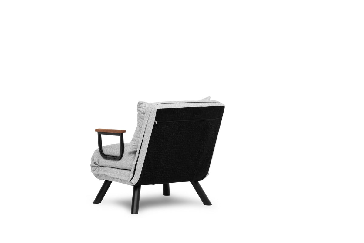 Armchairs - Scandinavian sleeping armchair Gray teddy fabric Sando - Dimehouse