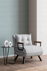 Armchairs - Scandinavian sleeping armchair Gray teddy fabric Sando - Dimehouse